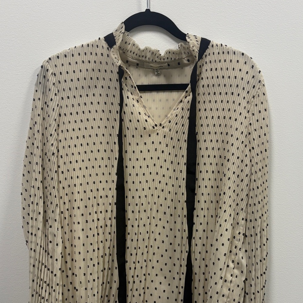 Max Studio Cream and Black Polka Dot Blouse